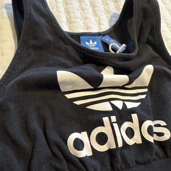 Adidas Sports Bra Black White Logo Sleeveless Workout Top No Lining Sz S Small - Picture 6 of 12